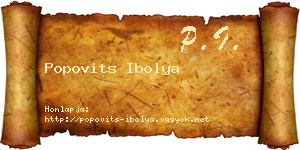 Popovits Ibolya névjegykártya